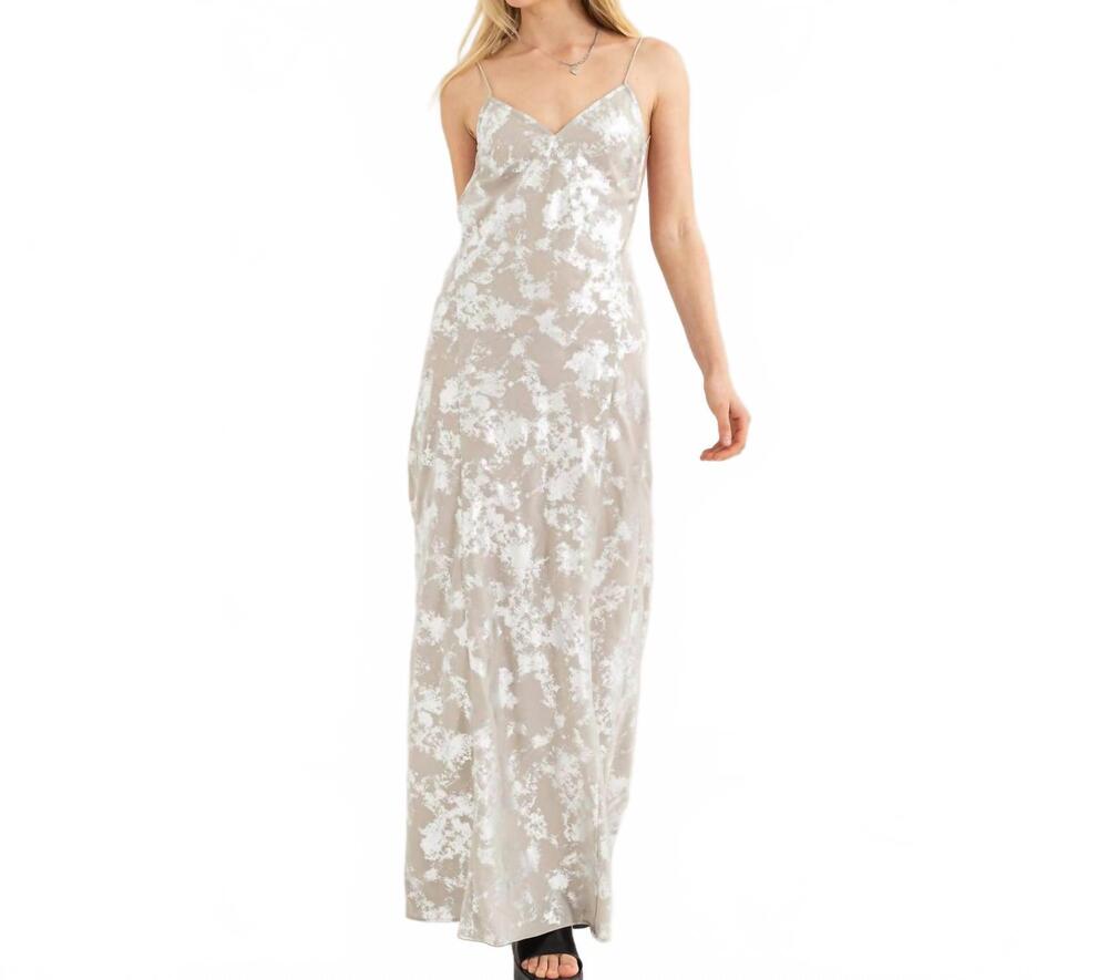 NEW HYFVE foil print maxi slip dress in silver
